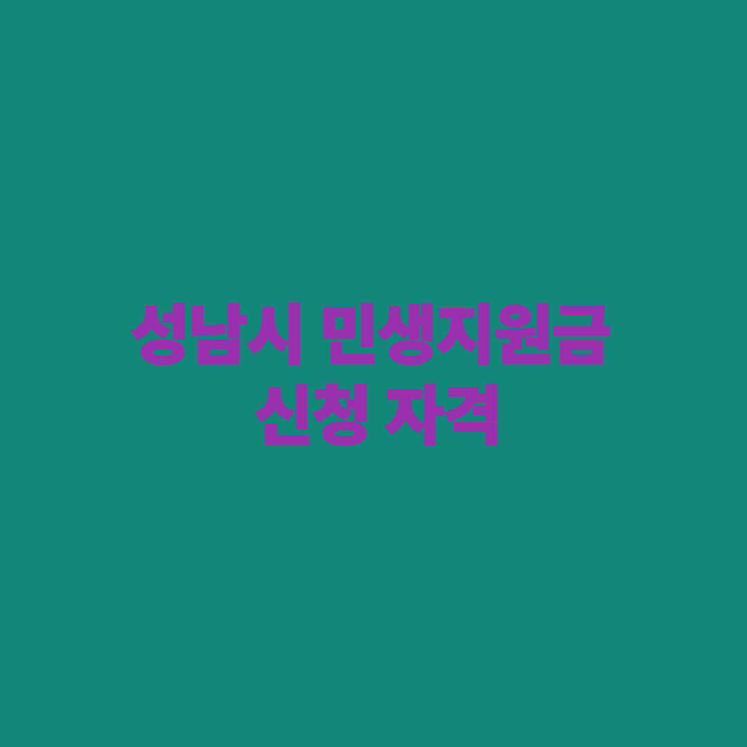 성남시 민생지원금 신청 자격