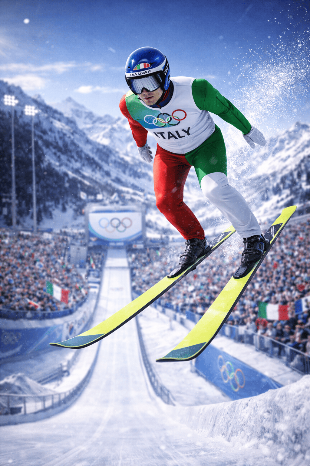 AI로 만든 밀라노 동계 올림픽 스키점프 경기 이미지