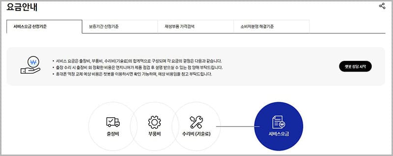 삼성전자 서비스센터 요금 안내