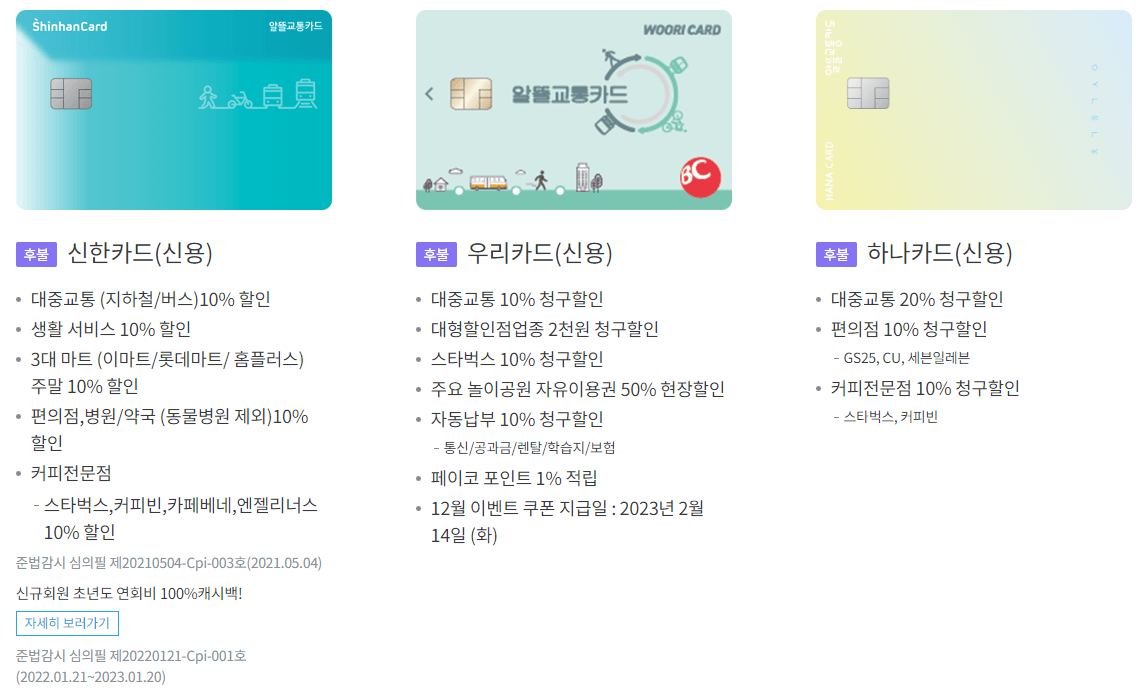 알뜰 교통카드 종류 1