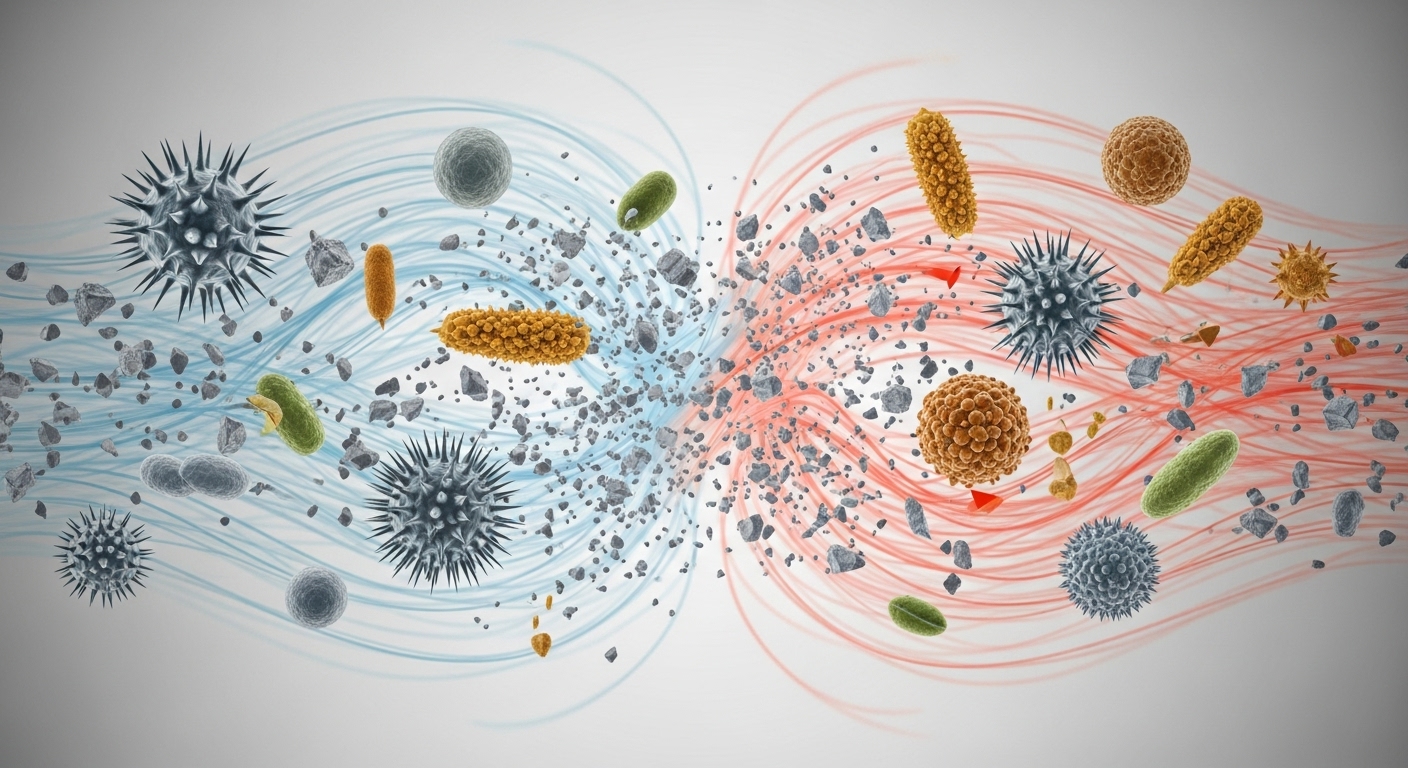 환절기 기온 차에 따른 알레르기 비염 발생 원인을 설명하는 교육용 그래픽 이미지