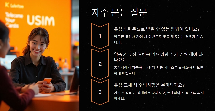 유심에 대해 자주 묻는 사항을 정리한 이미지