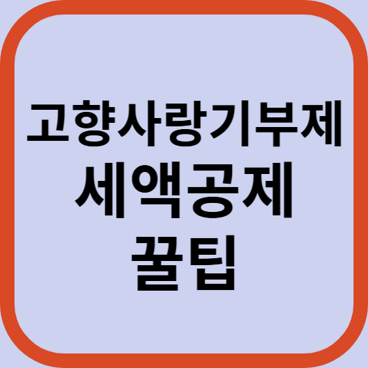 고향사랑기부제 세액공제 포인트 신청