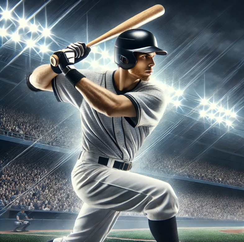 야구선수가 경기중 공을 치기위해 준비하고 있는 자세