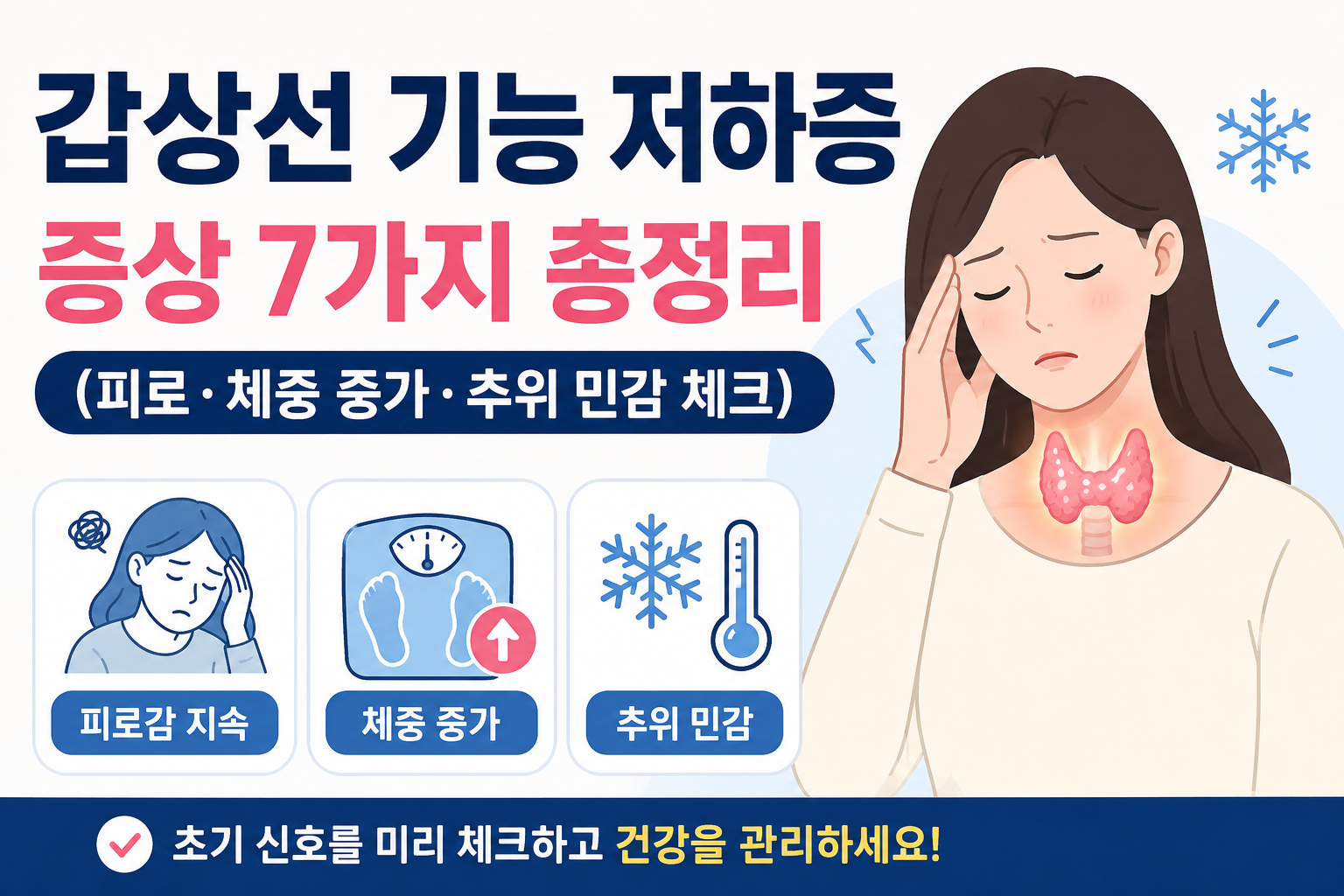 갑상선 기능 저하증 증상 7가지 총정리 (피로·체중 증가·추위 민감 체크) -사진-