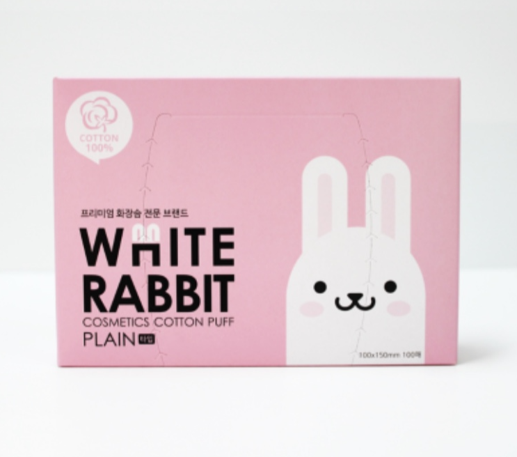 프리미엄 코튼 화장솜 화이트 래빗 플레인