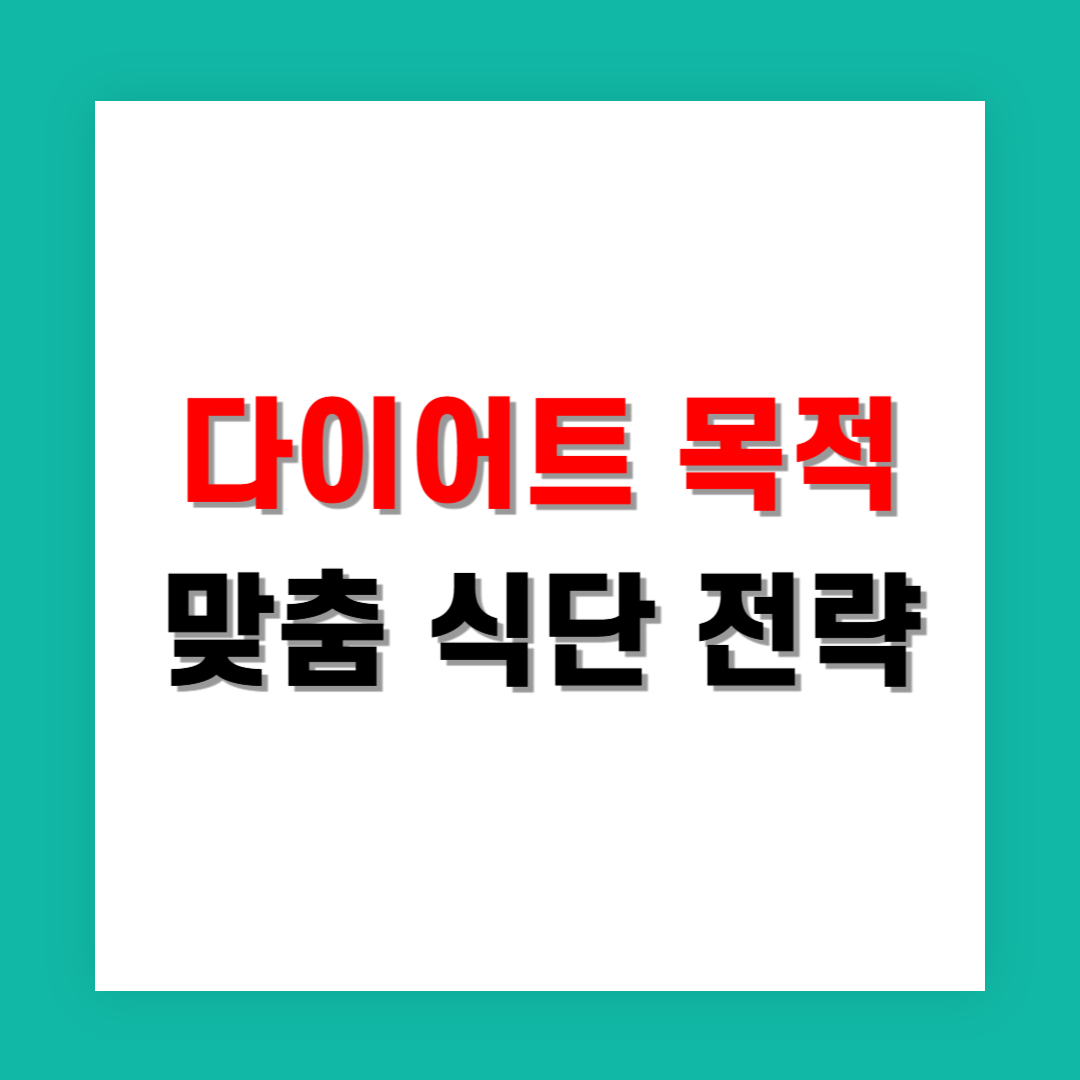 다이어트 목적 맞춤 식단 전략