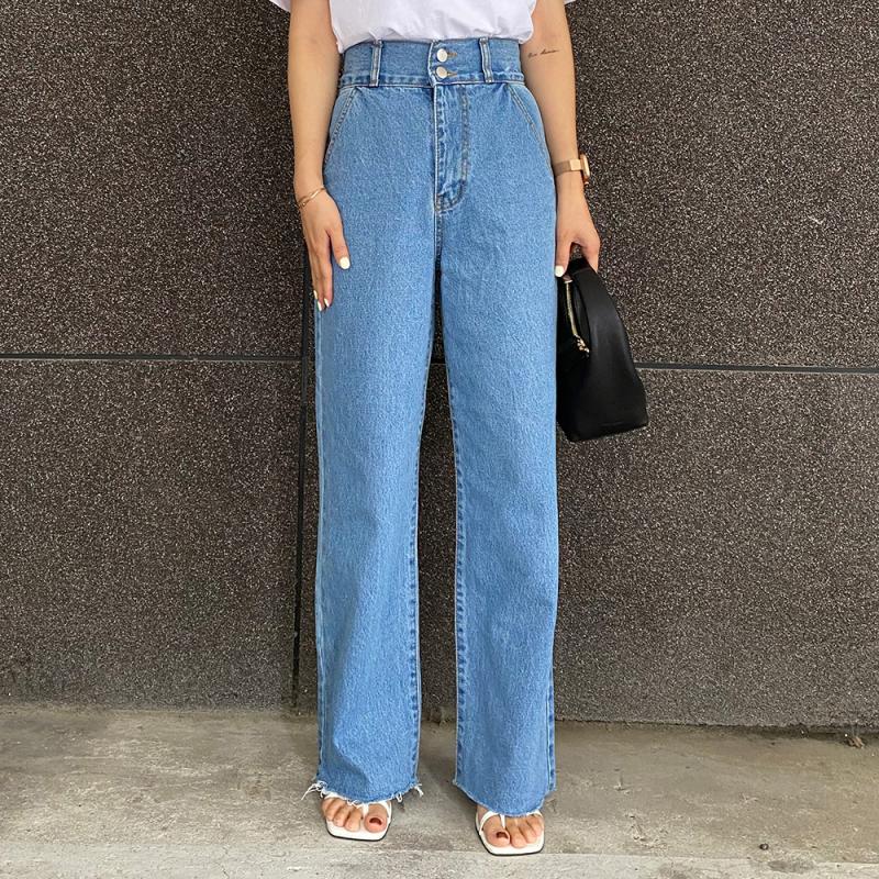 153cm 키작녀청바지 하이웨스트 와이드 데님