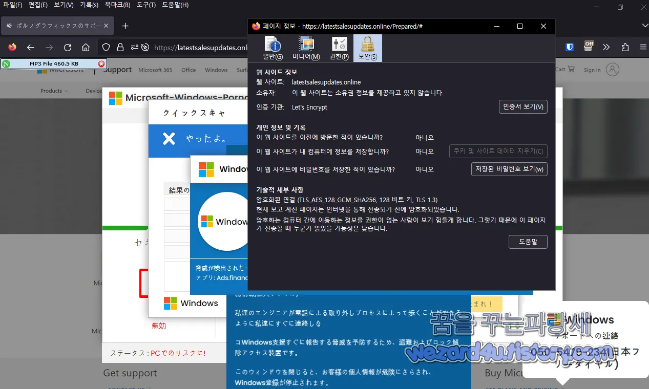 마이크로소프트 사칭 피싱 사이트 인증서