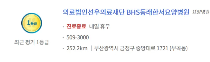 BHS동래한서요양병원-심평원-평가등급