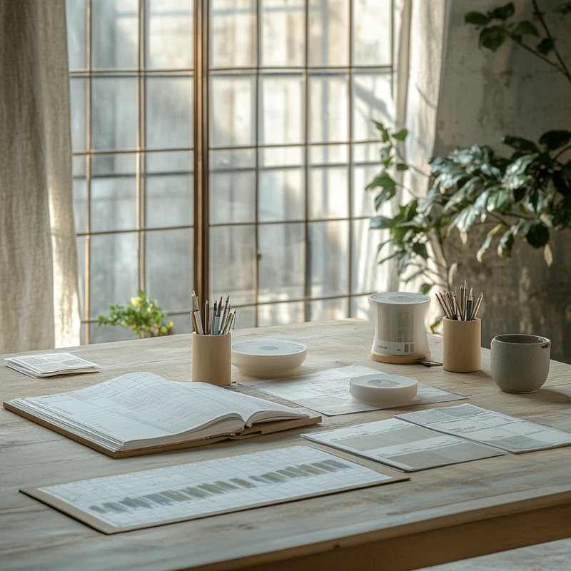 자연광이 강조된 공기 좋고 평화로운 연구 환경에서 올바른 월배당 ETF 선택을 위한 안내를 구조적이고 정보성 있게 묘사한 장면, 단계별 과정이 지원적이고 신중한 분위기를 조성한다. 투자 가이드, 금융 계획.