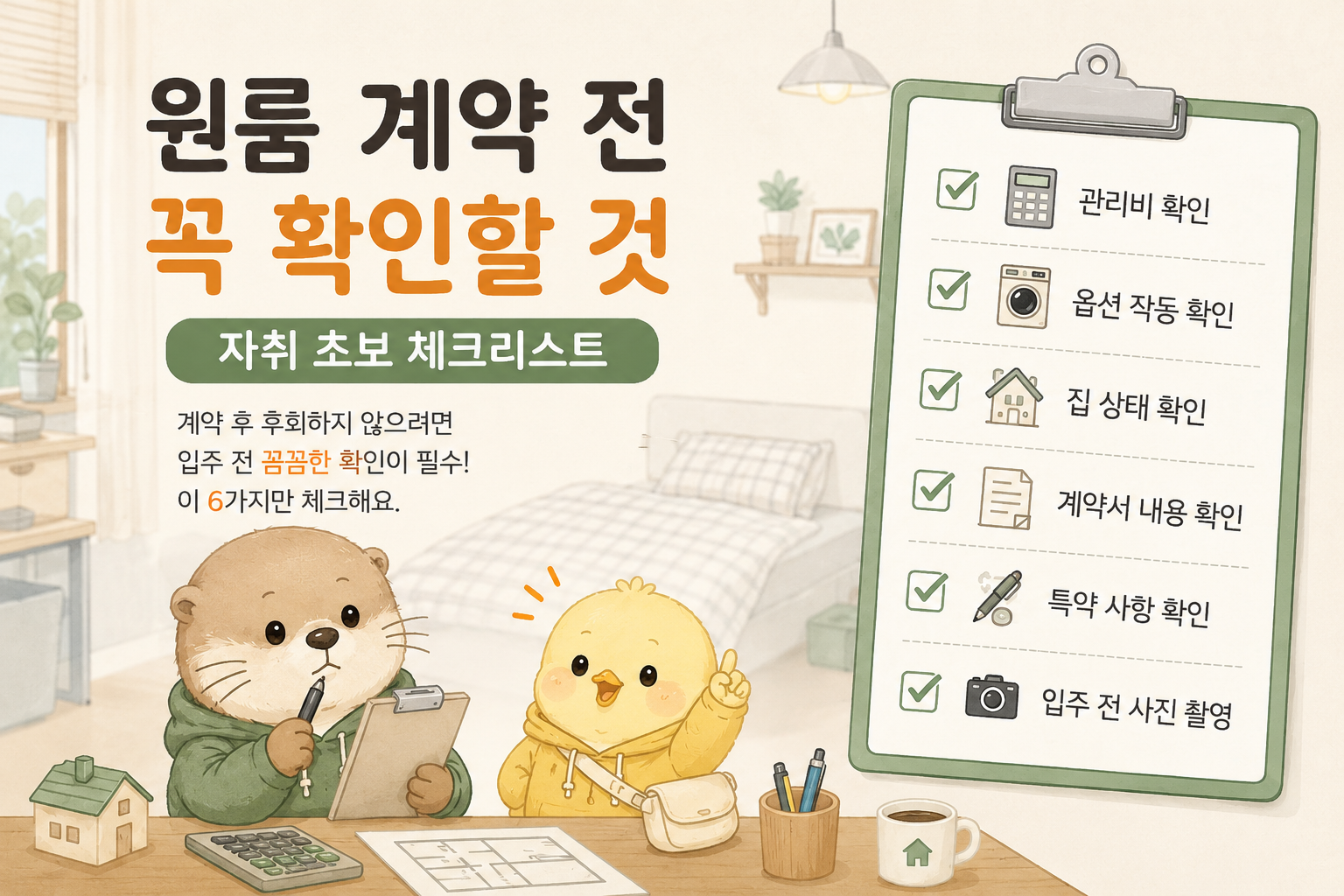 원룸 계약 전 체크리스트와 관리비, 옵션, 계약서 확인 방법 안내