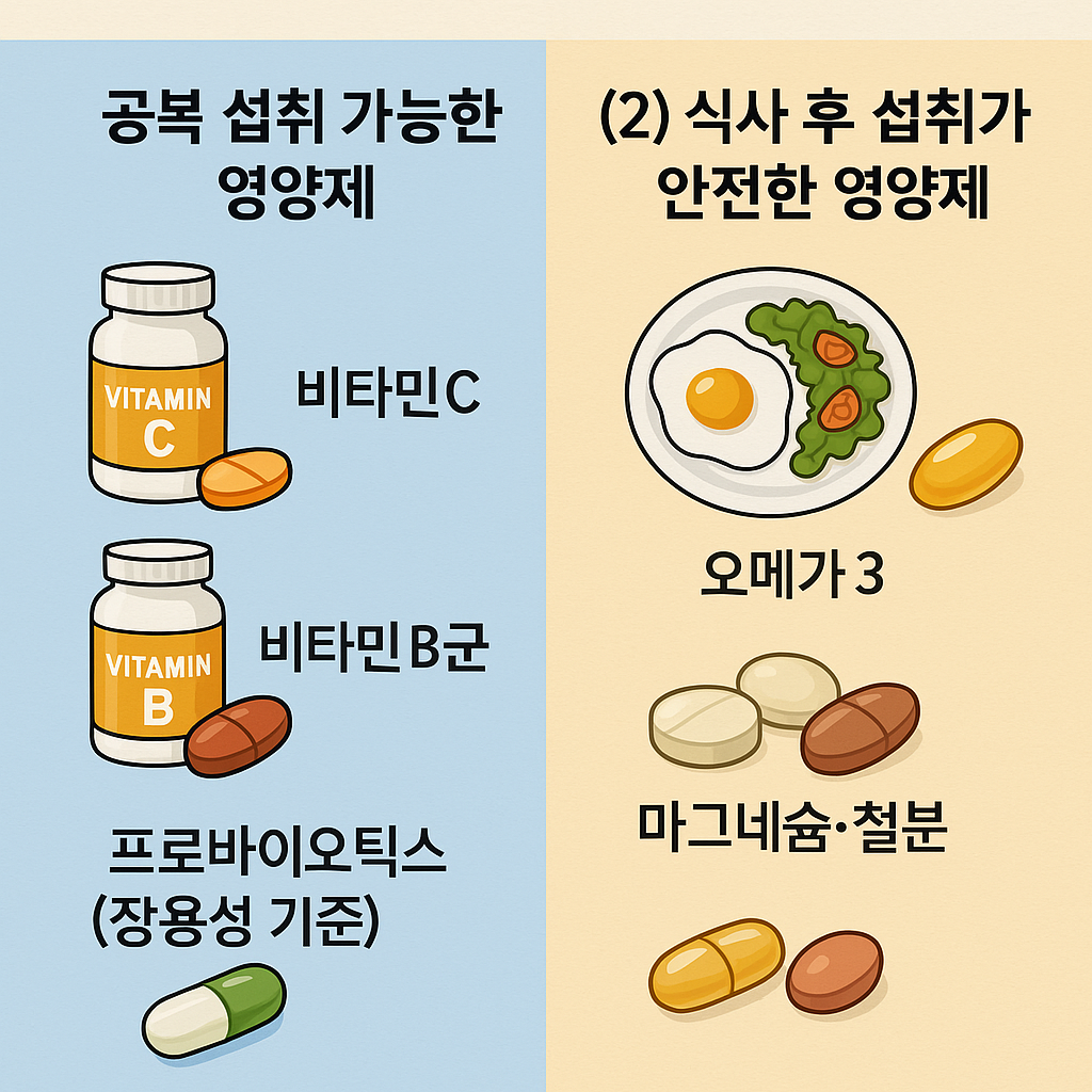 공복에 먹어도 되는 영양제 & 식후 권장 영양제
