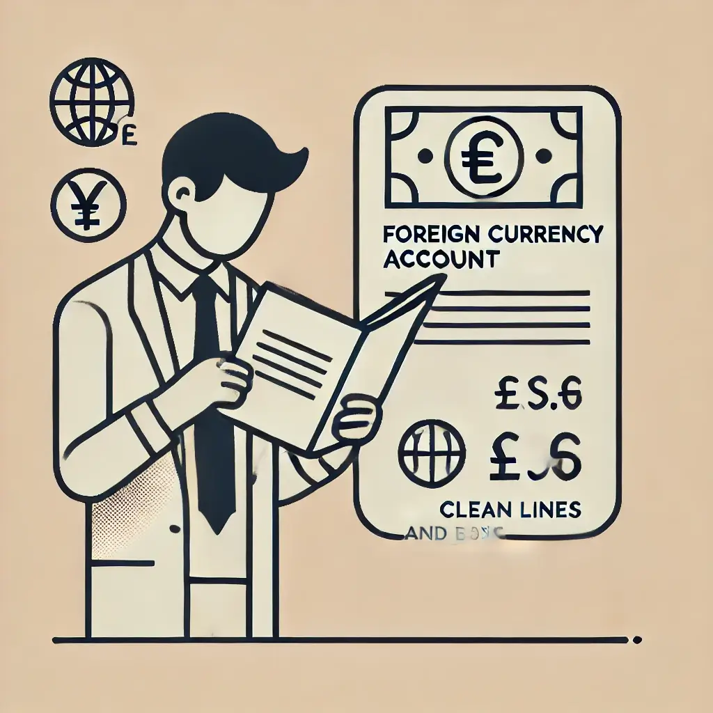 외화통장을 보며 관리 계획을 세우는 남성.