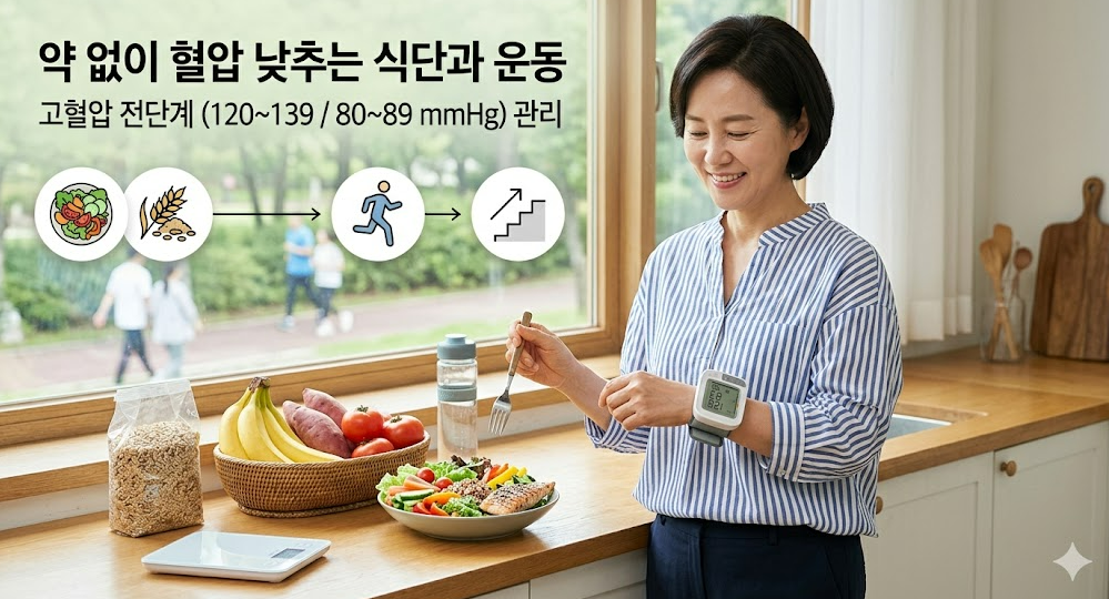 고혈압 전단계 수치 조절 약 없이 혈압 낮추는 식단과 운동 방법