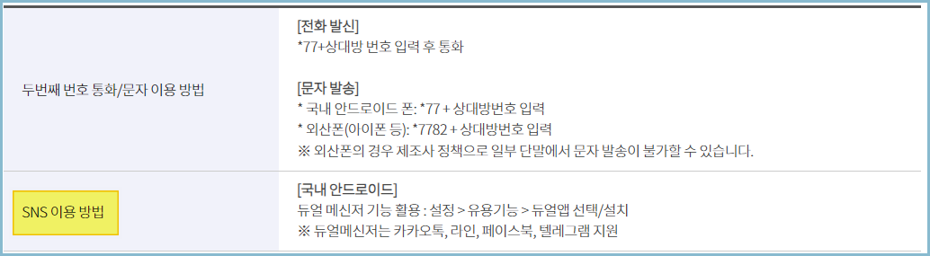 kt-투넘버-서비스-사용방법