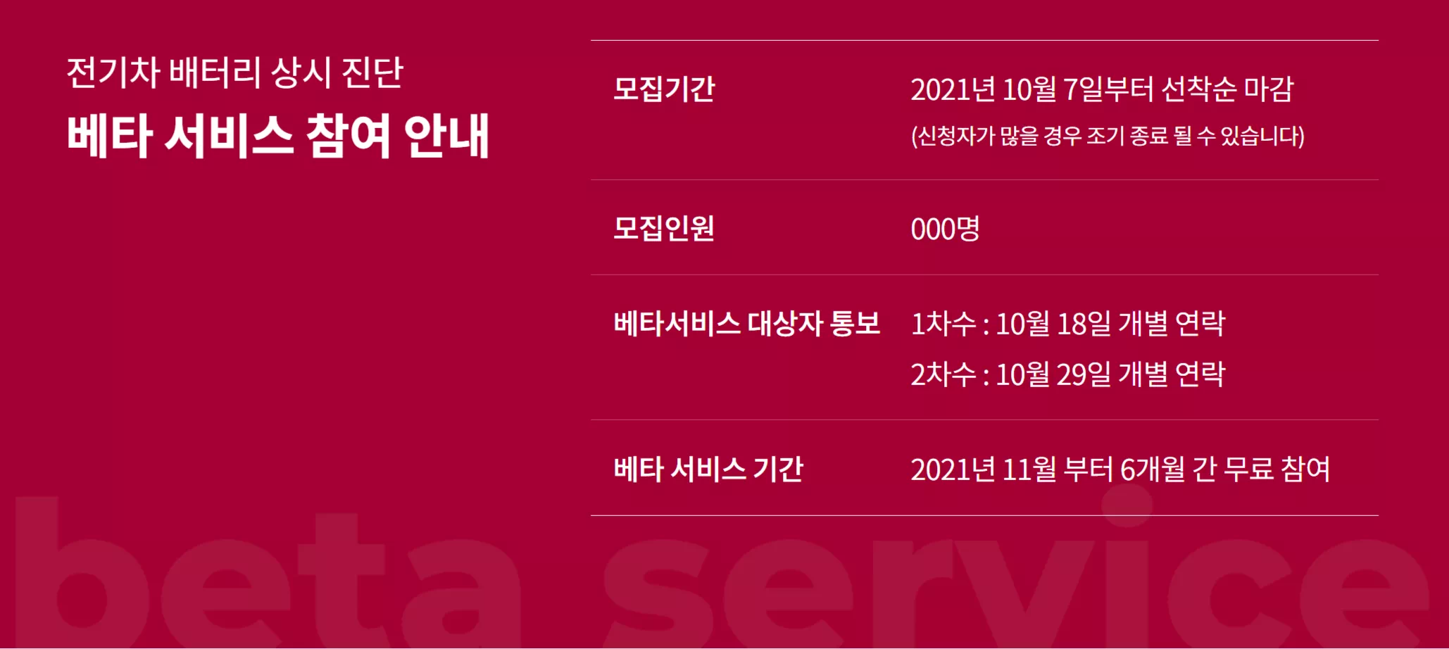 전기차 운전자라면 한 번 신청해도 되겠군요(출처 : 전기차 배터리 상시 진단 베타 페이지 캡처).