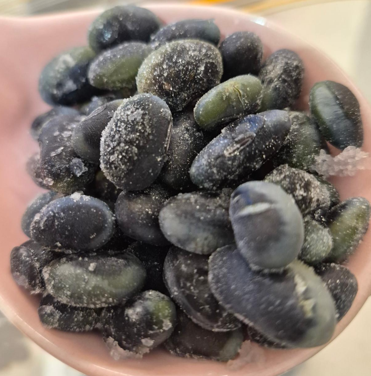 불려서 냉동보관한 검은콩