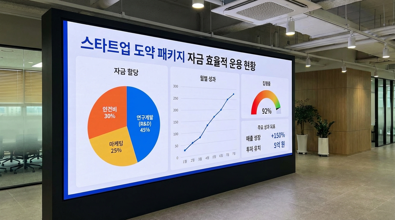 창업도약패키지 지원금의 효율적인 사용처를 나타내는 데이터 대시보드
