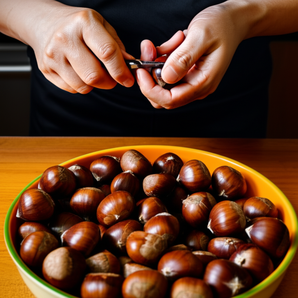밤을 손질하는 모습