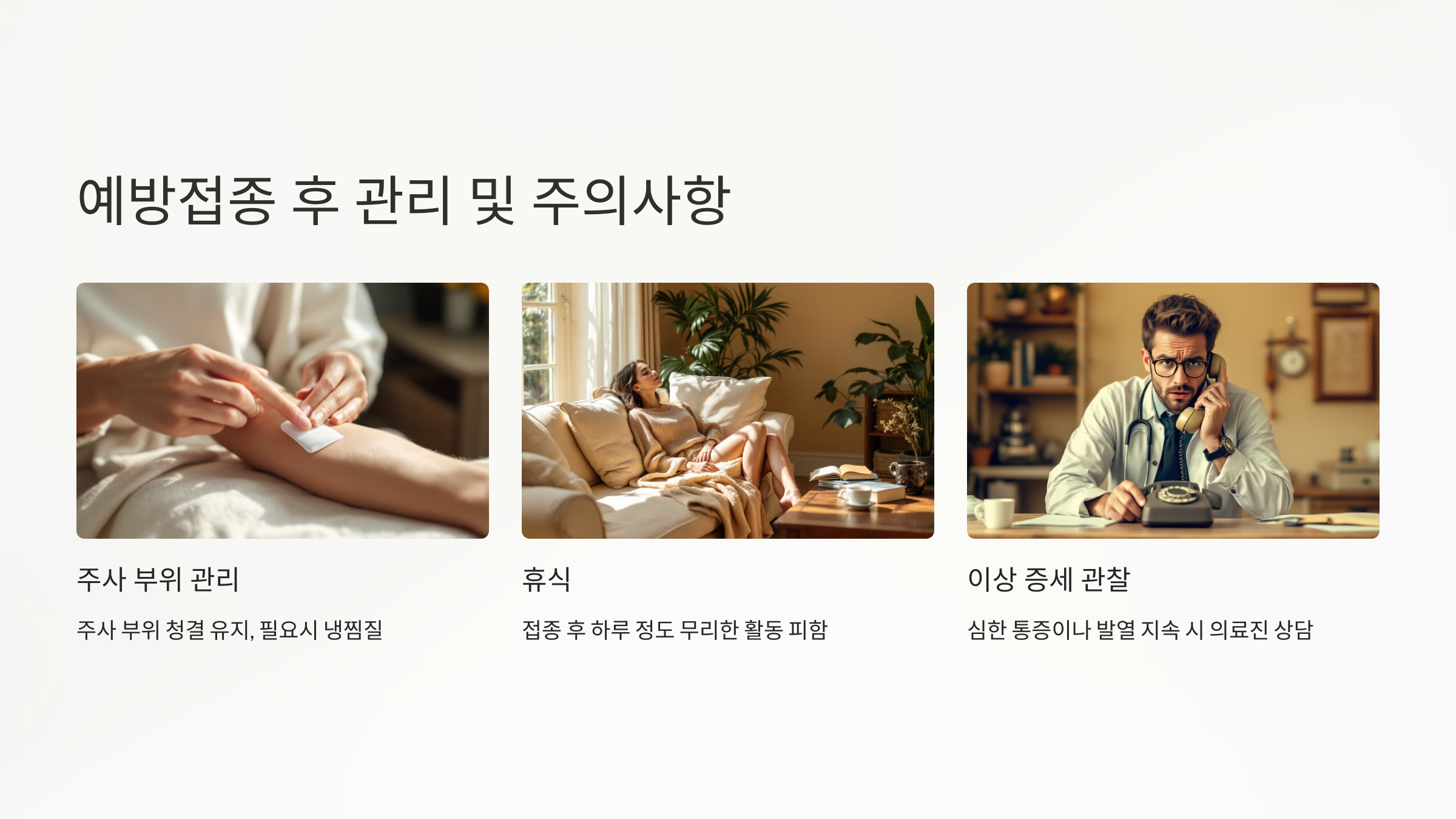 예방접종 후 관리 및 주의사항