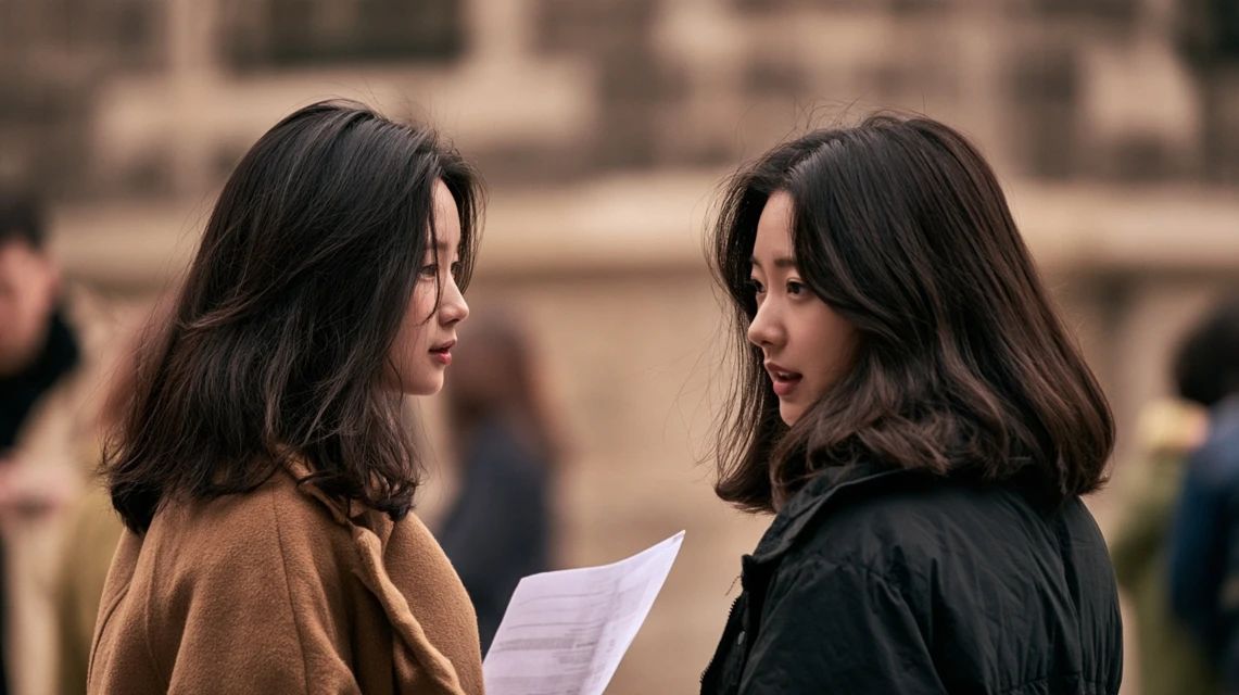 카페에서 친구의 권유를 정중히 사양하는 여성