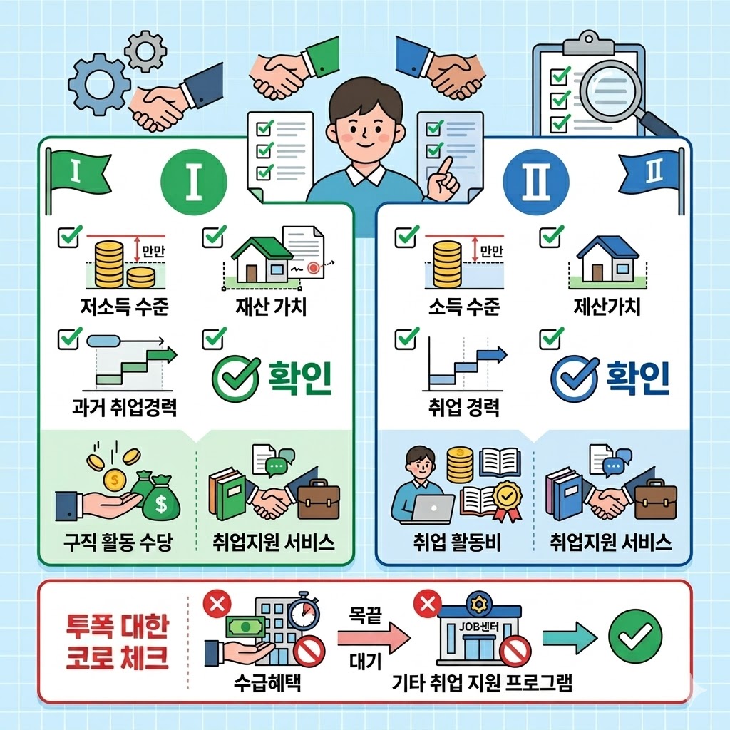 국민취업지원제도 유형별 대상과 지원 내용 비교