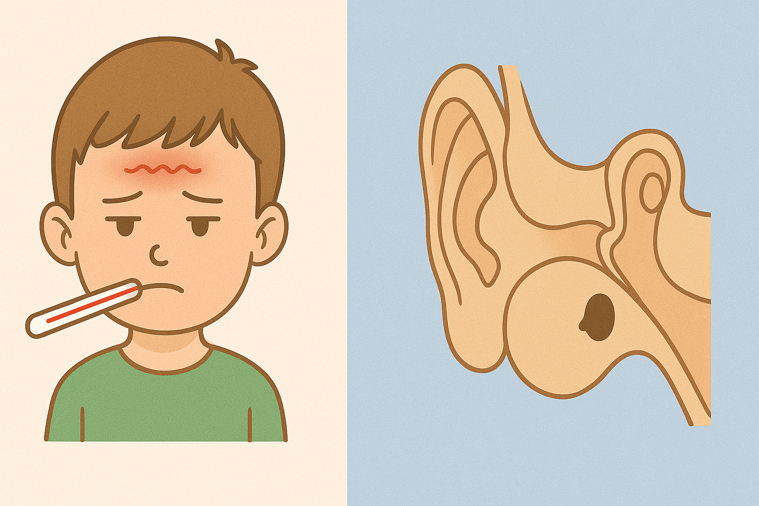 고열과 전신증상 여부도 구분 포인트 (고열)
