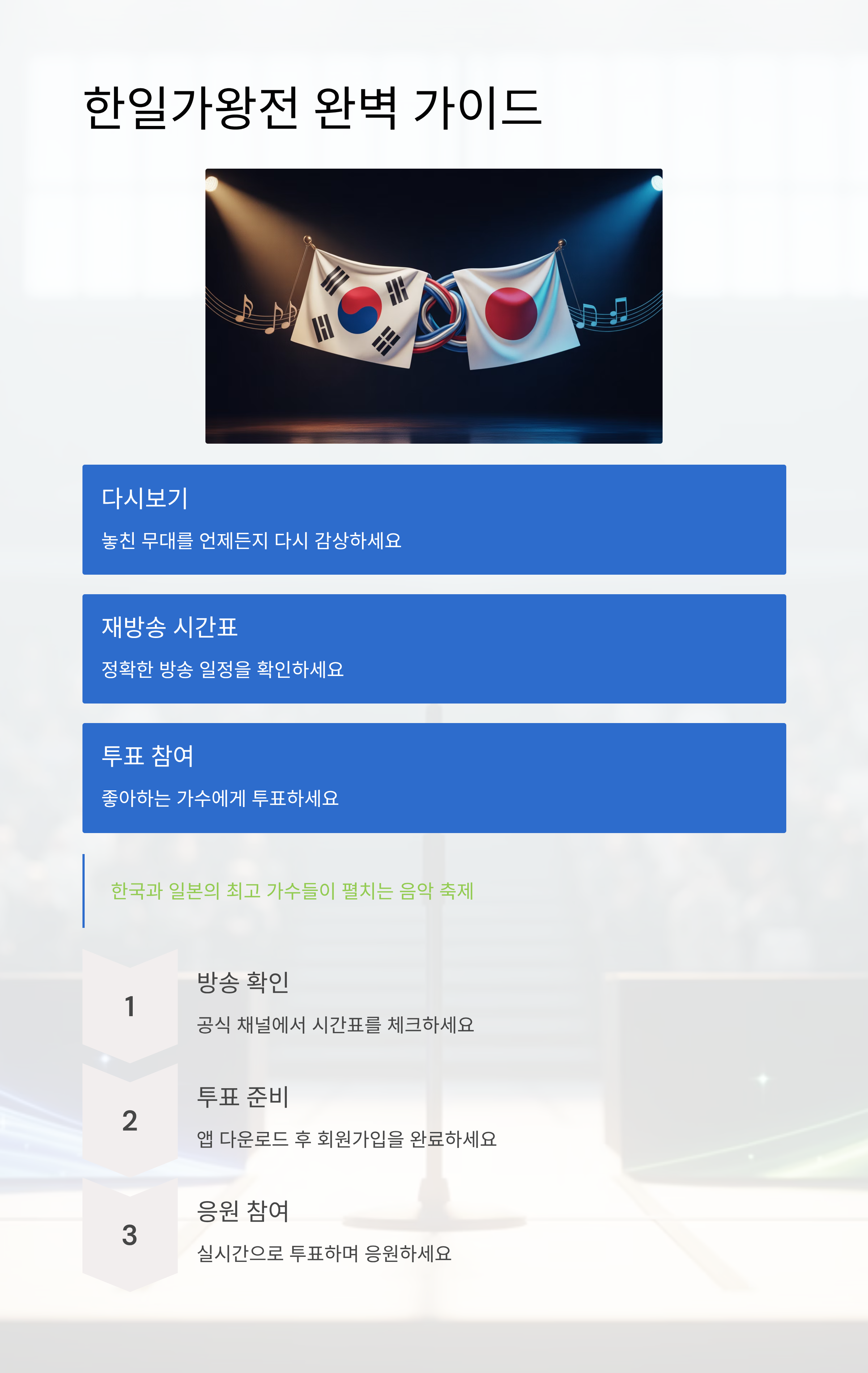 한일가왕전 다시보기·재방송 시간표|투표 참여 방법까지 한눈에