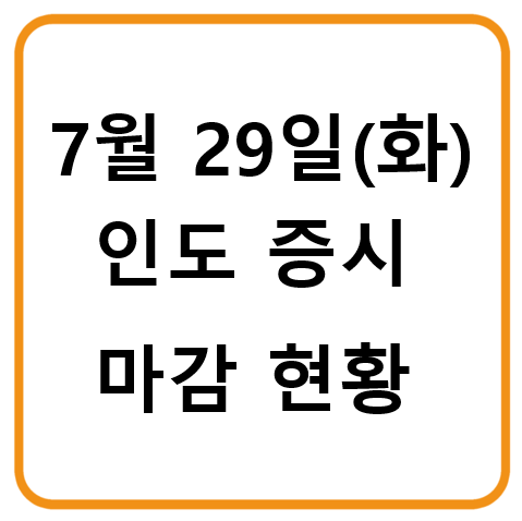 7월 29일 인도증시 마감 현황