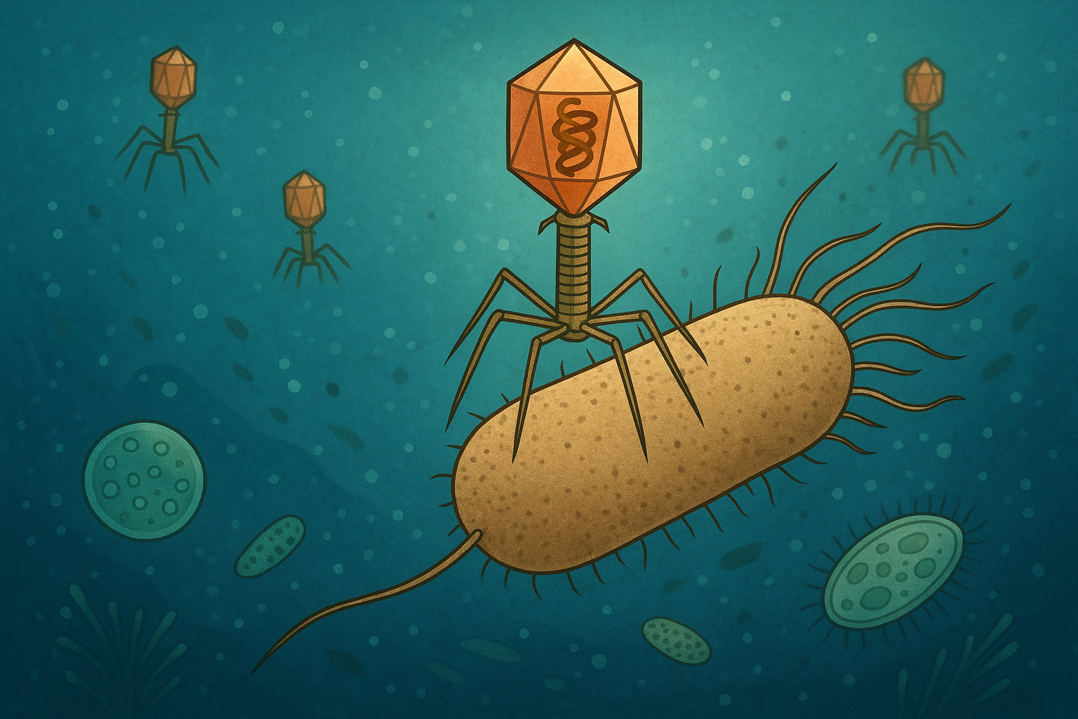 물속 바이러스와 파지의 역할 관련 사진