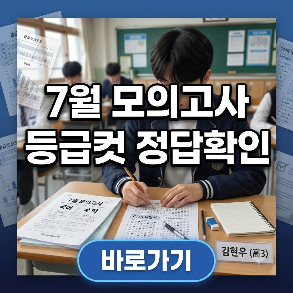 2026 7월 모의고사 등급컷 정답확인, 고3 7월 학력평가