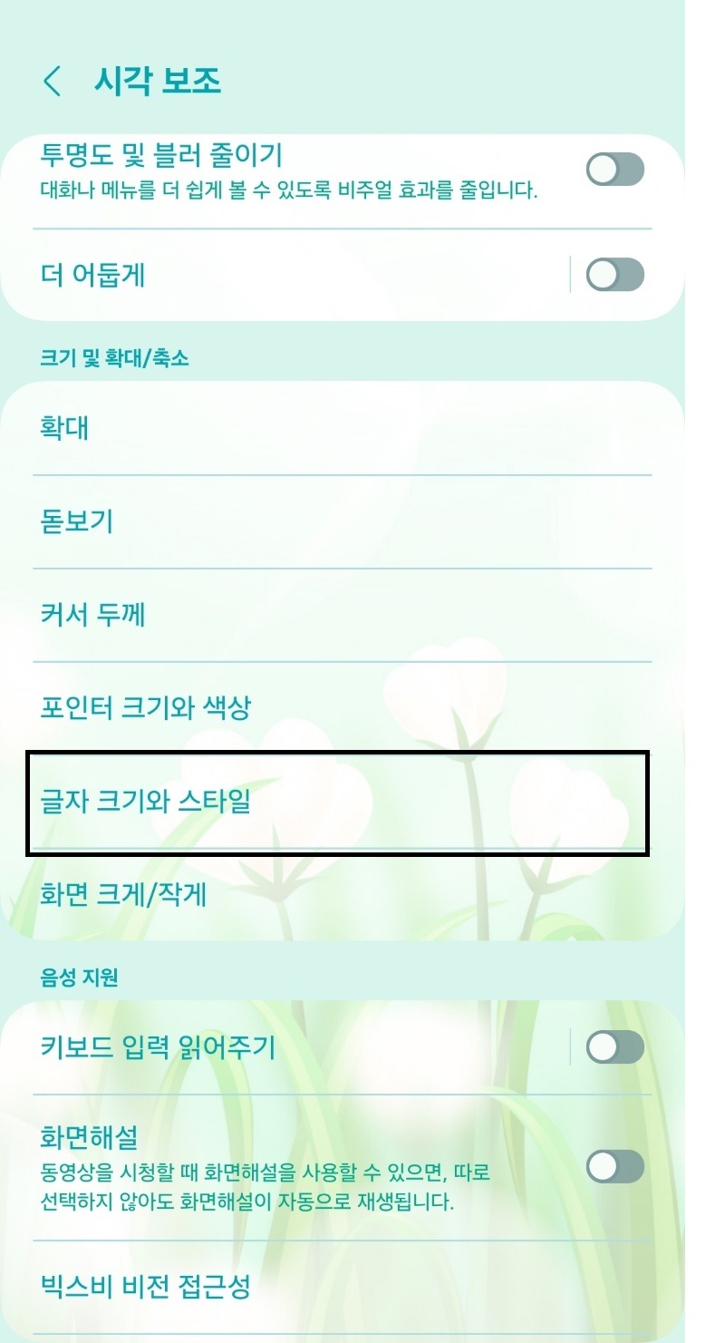 스마트폰 문자 크게 하는 방법