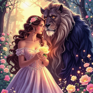 미녀와-야수-이야기의-한-장면