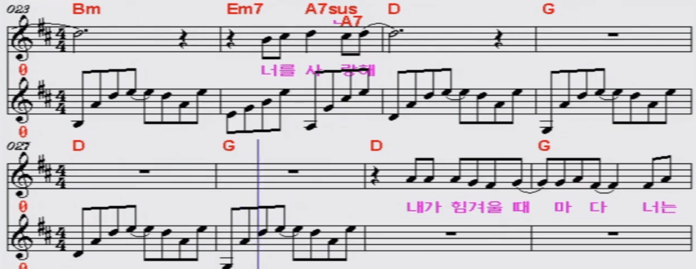 백지영(한동준) 너를 사랑해 악보 노래방