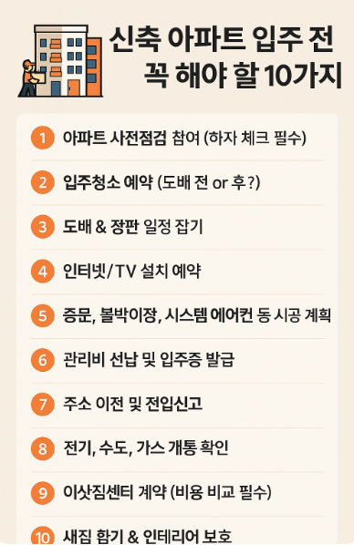 신축아파트 입주 전 꼭 해야할 10가지 준비