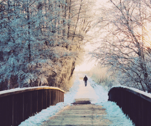 추운 겨울 산책하는 사람