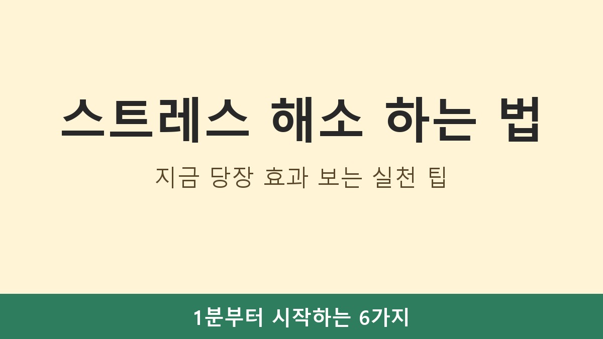 스트레스 해소 하는 법, 지금 당장 효과 보는 실천 팁