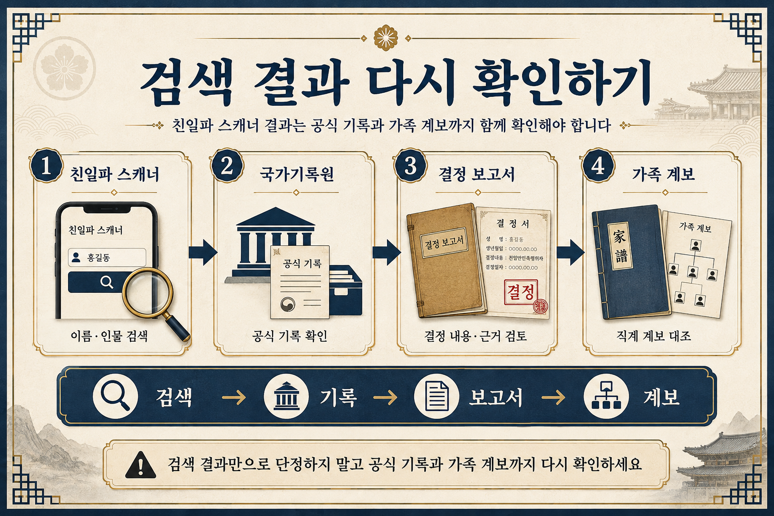 친일파 스캐너 결과를 국가기록원 결정 보고서와 가족 계보로 다시 확인하는 방법