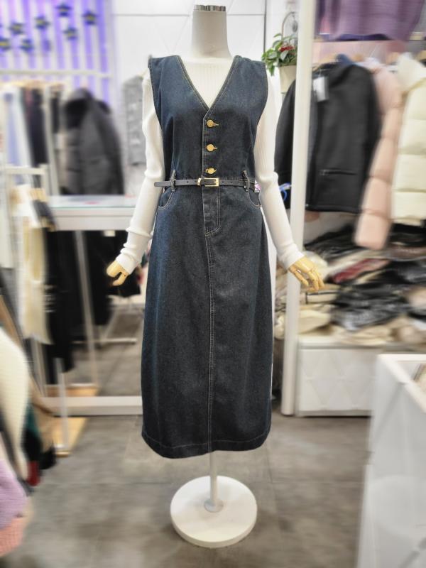 밸리걸 민소매 H라인 데님 원피스 228390