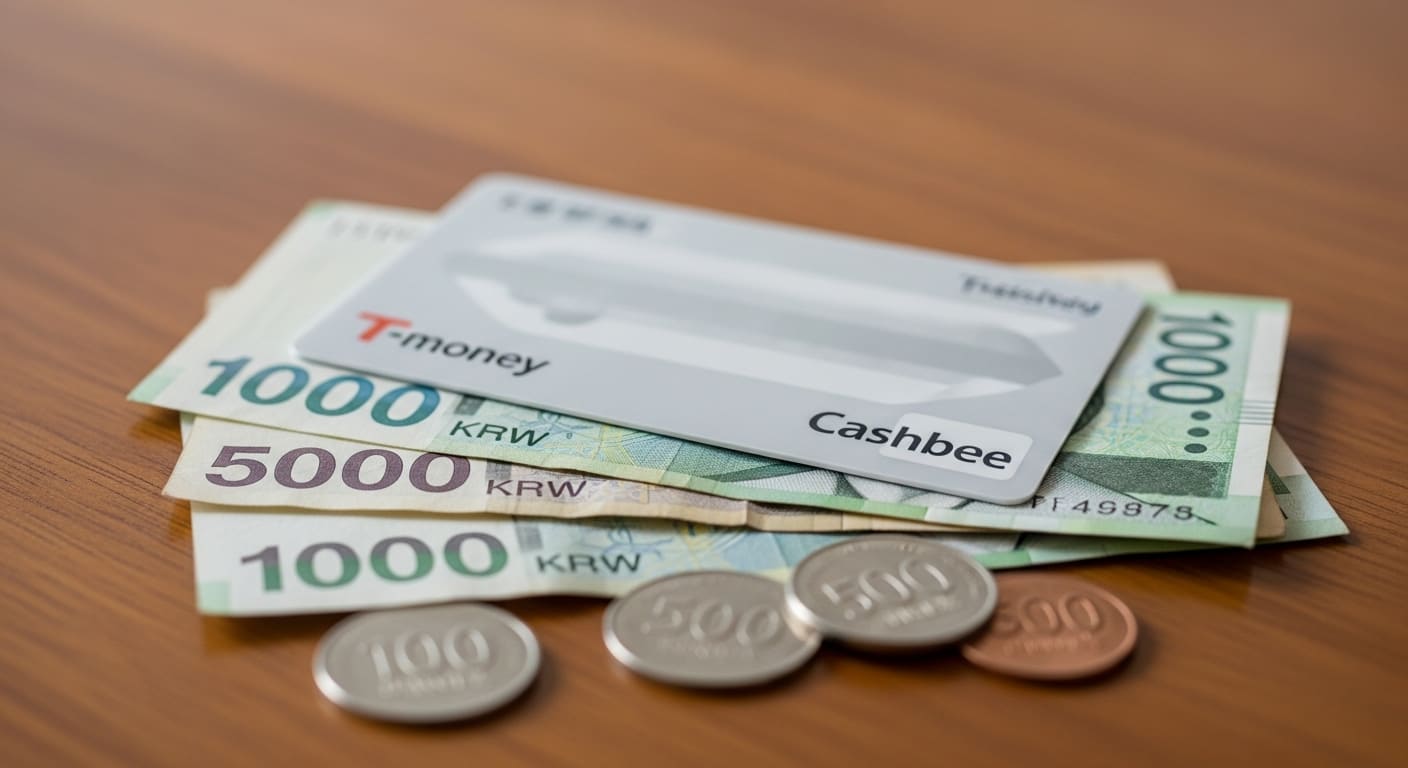 티머니 카드 잔액을 확인하는 장면