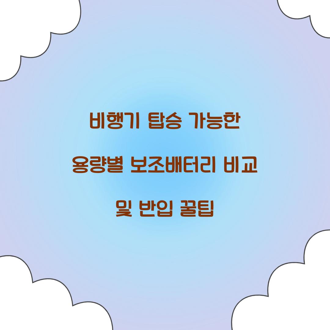 비행기 탑승 가능한 용량별 보조배터리 비교