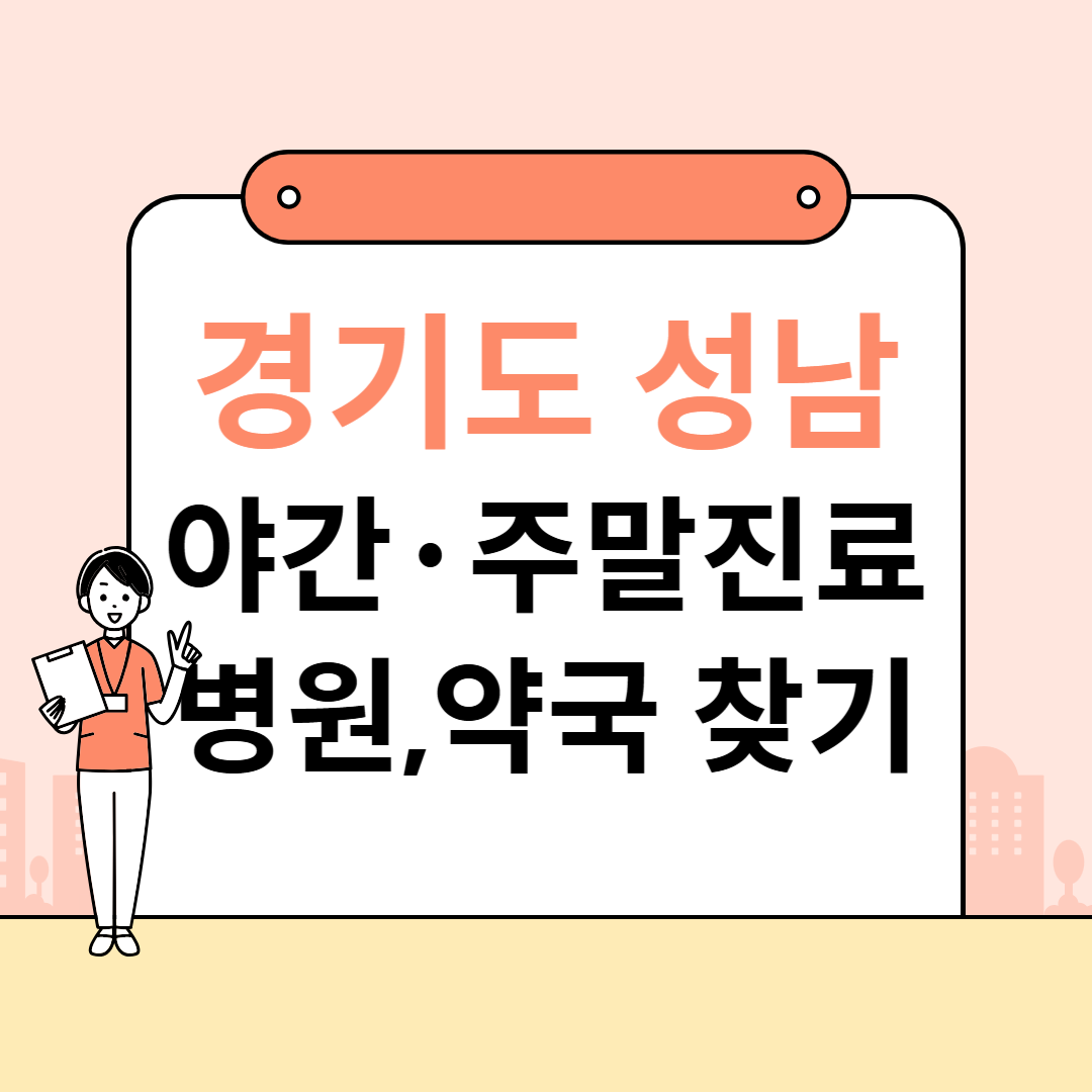 성남 공휴일 진료 병원 & 휴일 약국 찾는 법