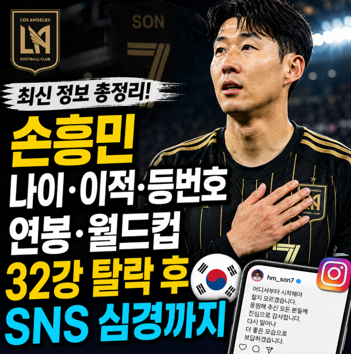 손흥민 나이&middot;은퇴&middot;이적&middot;등번호&middot;연봉 총정리! 북중미 월드컵 32강 탈락 후 SNS 심경까지1