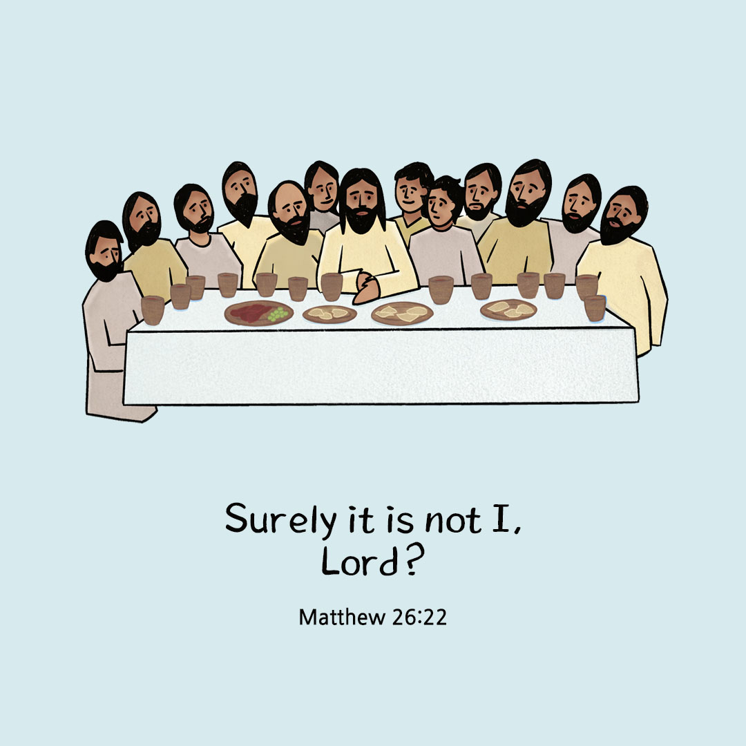 Today's Bible verse card Matthew 26:22 scripture image
