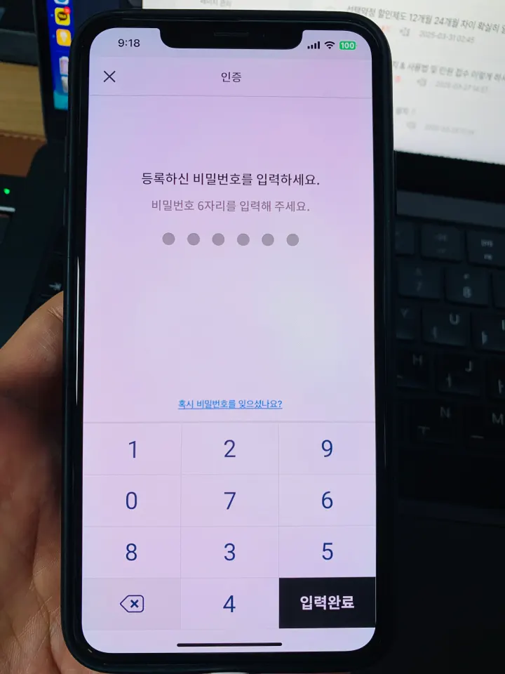 KT PASS - 비밀번호 인증 화면