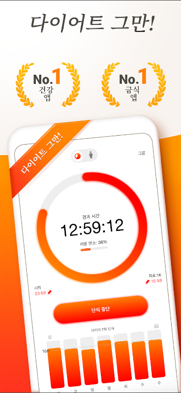 Fasting + 간헐적 단식&#44; 단식 타이머