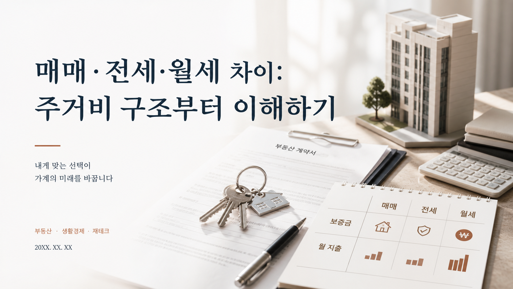 매매·전세·월세 차이: 주거비 구조부터 이해하기 핵심 개념을 설명하는 부동산 안내