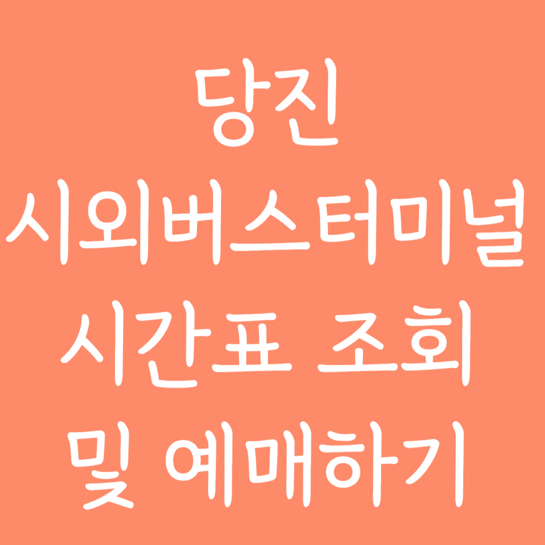당진 시외버스터미널 시간표 조회 및 예매하기