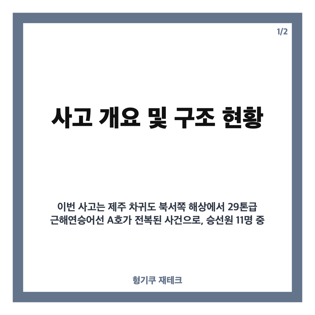 제주 차귀도 어선 전복 사고 발생과 현재 구조 상황 및 수색 현황 안내 카드뉴스 1